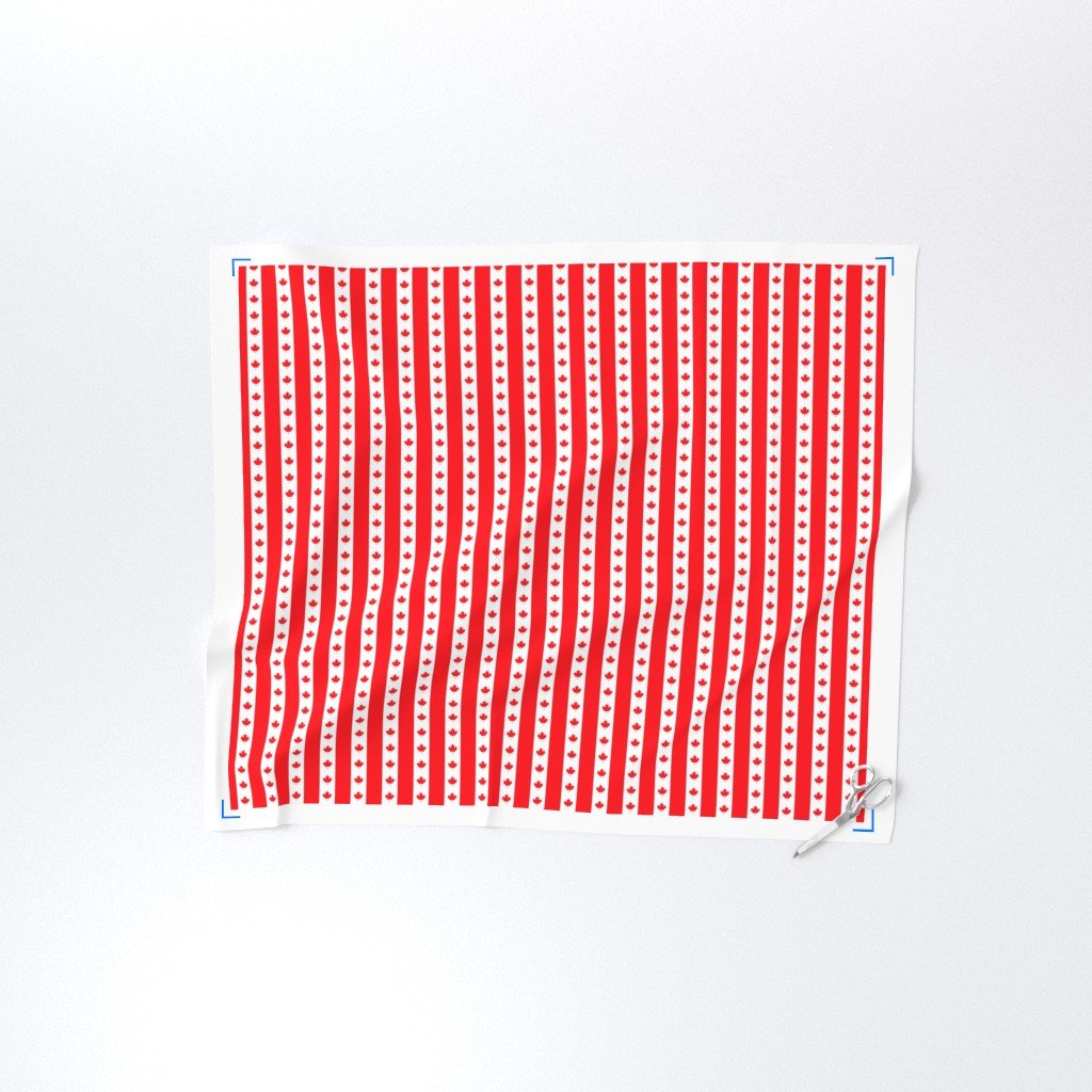 Canadian Flag Colors Red White and Maple Leaves 1 Inch Vertical Fabric flag stripes fabric