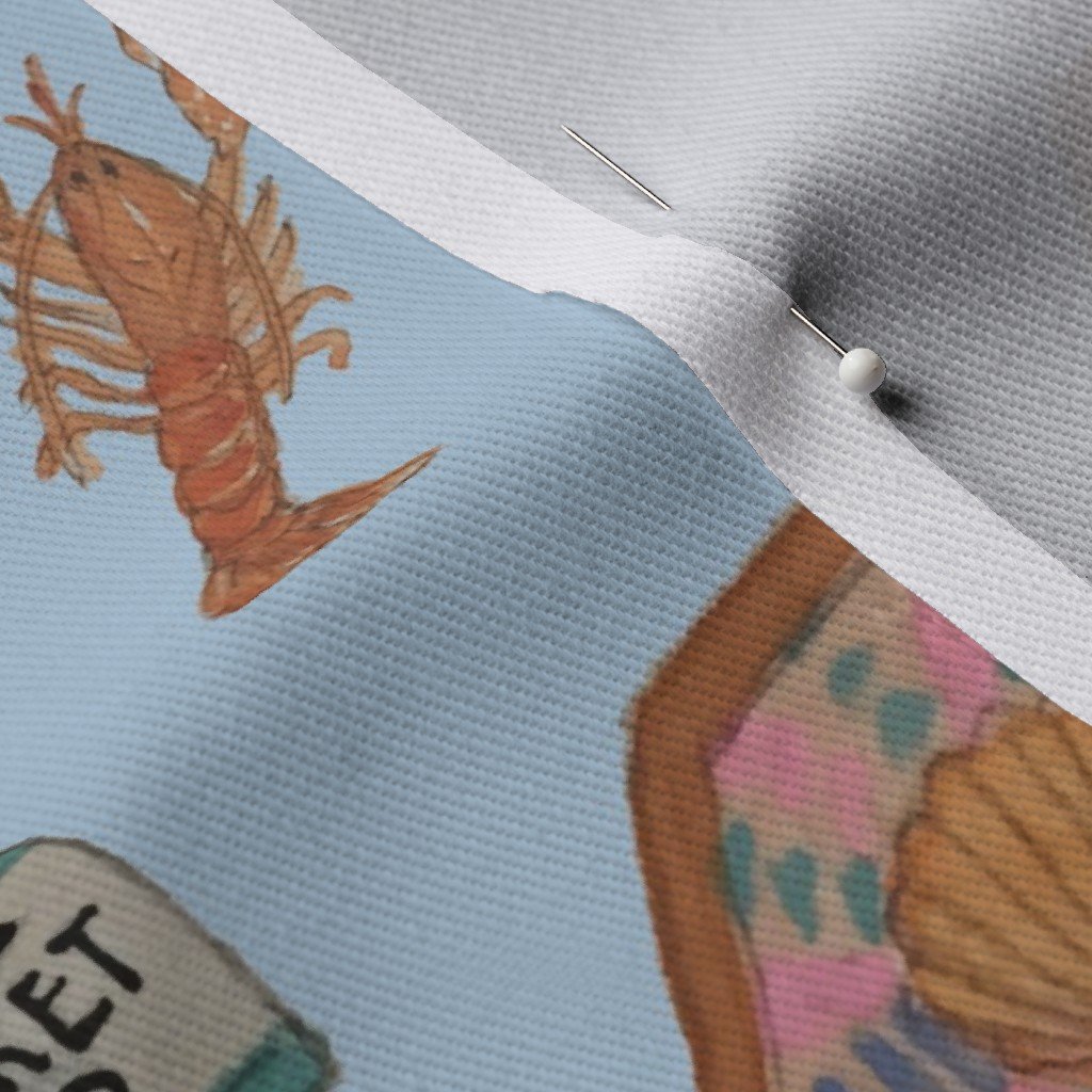 Nantucket Island Hand Painted Watercolors of its Symbols Signs and Fabric grey lady fabric