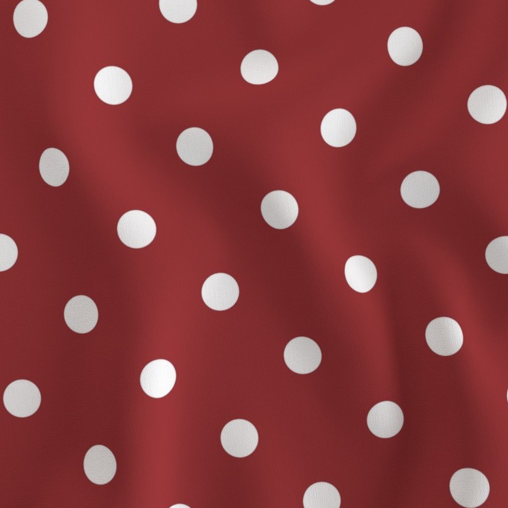 1 inch Classic White Polkadots on Lava Falls Red Fabric polka dotted fabric