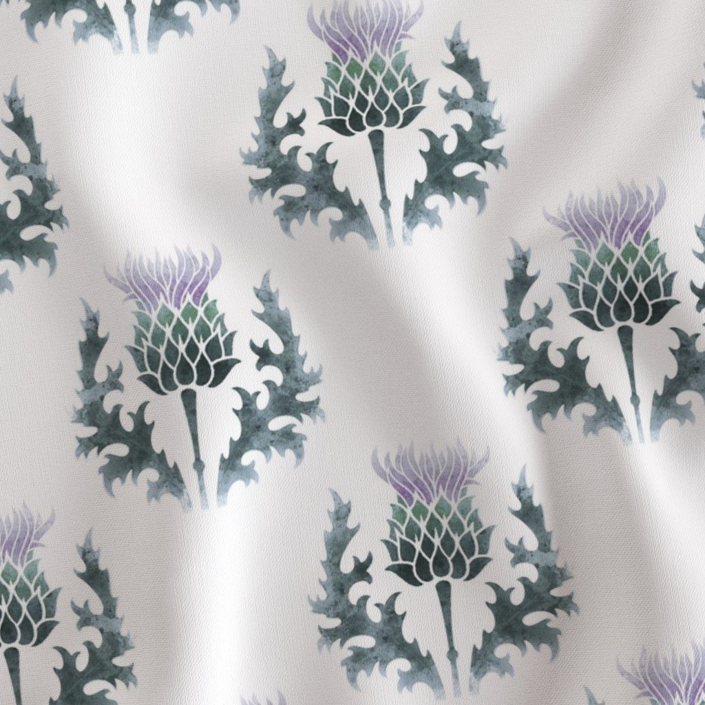 Large Watercolor Scottish Thistle Flower of Scotland Fabric scotland thistle fabric