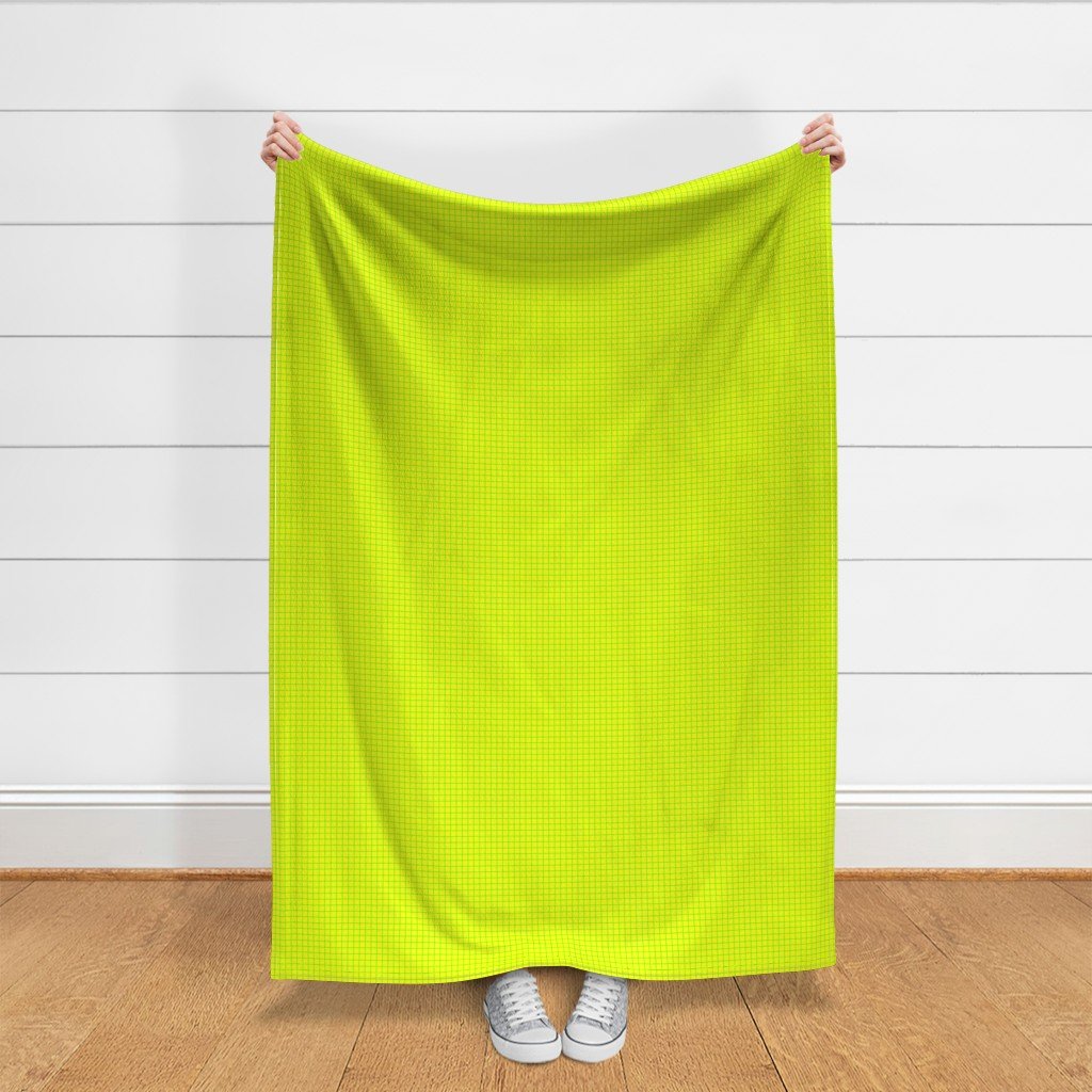 Green on Yellow on Lemon and Lime Grid 1/2 inch Fabric neon brights fabric