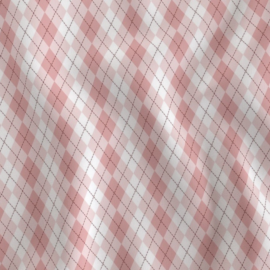 Small Light Pink Argyle Diamond Check Fabric diamond pattern fabric