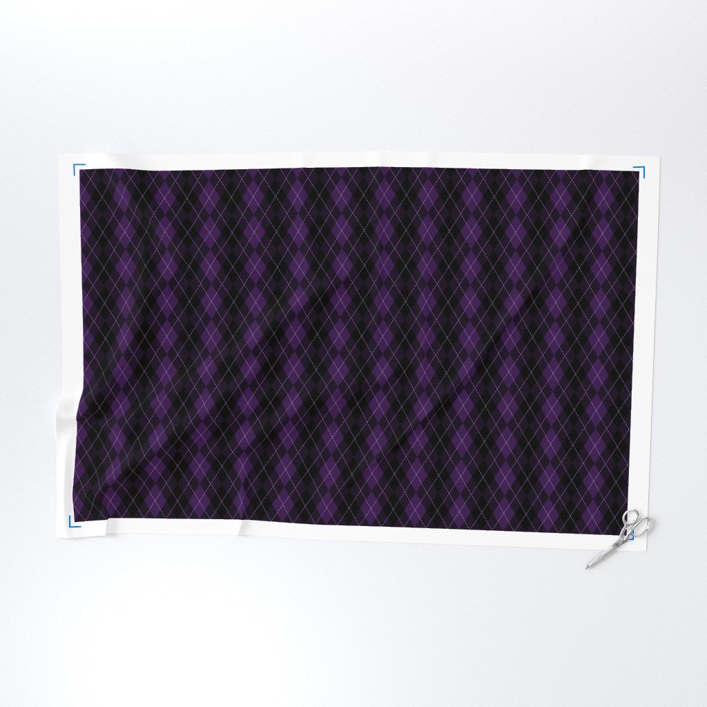 Dark Purple Argyle Diamond Check Fabric dark purple fabric