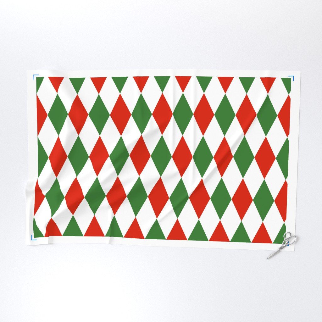 Jumbo Red Green Christmas Harlequin Diamond Check Fabric christmas harlequin fabric