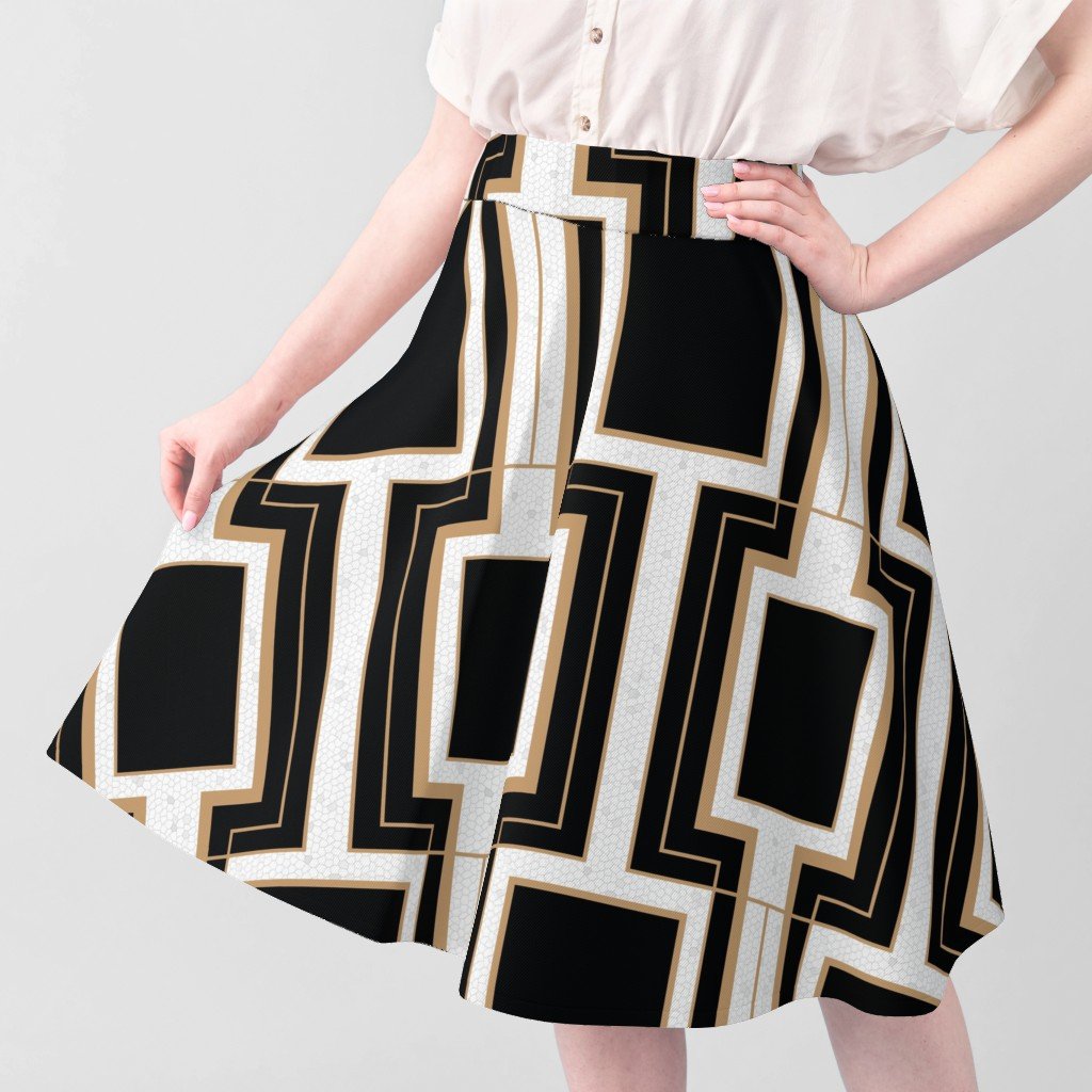 Jumbo Art Deco Geometric Rectangles in Black and Faux Gold with Off Fabric cracked eggshell fabric