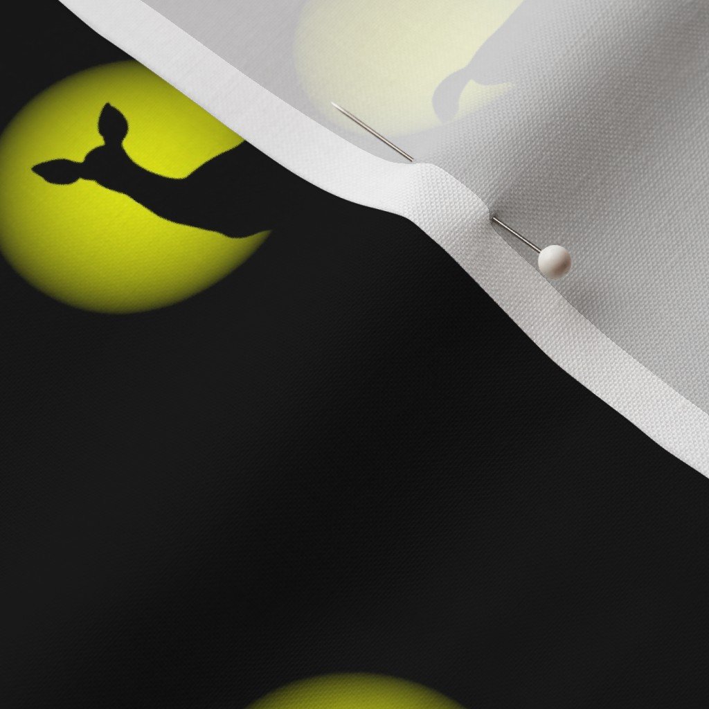 Deer Caught in Headlights- Bright Yellow Eyes in the Dark Fabric deer silhouette fabric