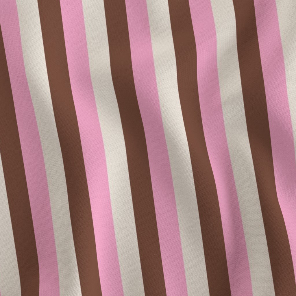 Vertical Vanilla Chocolate Strawberry Ice Cream Stripes 1 inch Fabric ice cream fabric