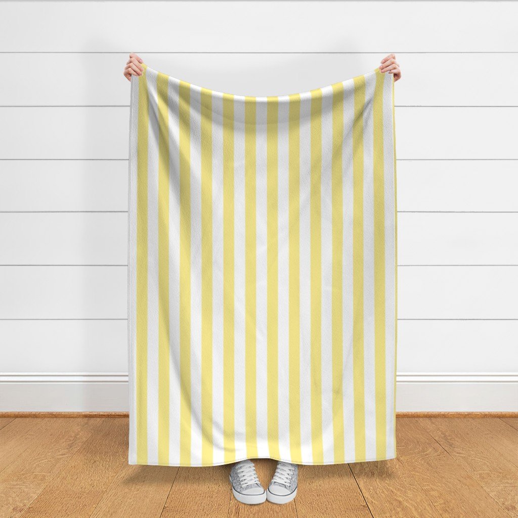 Buttermilk Yellow and White 2 Inch Vertical Cabana Stripes Fabric buttermilk and white fabric