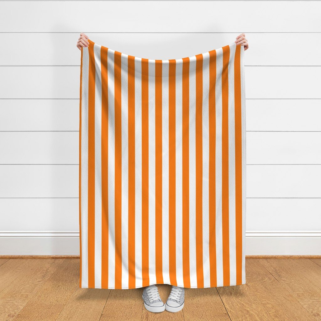 Florida Orange and White Vertical Stripes Fabric florida vertical str fabric