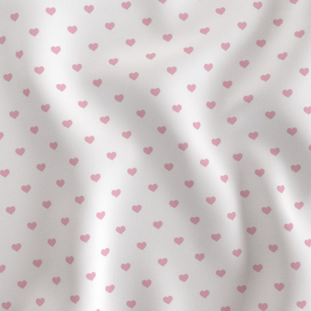 Mini Cotton Candy Pink Valentines Polkadot Love Hearts on White Fabric cotton candy fabric
