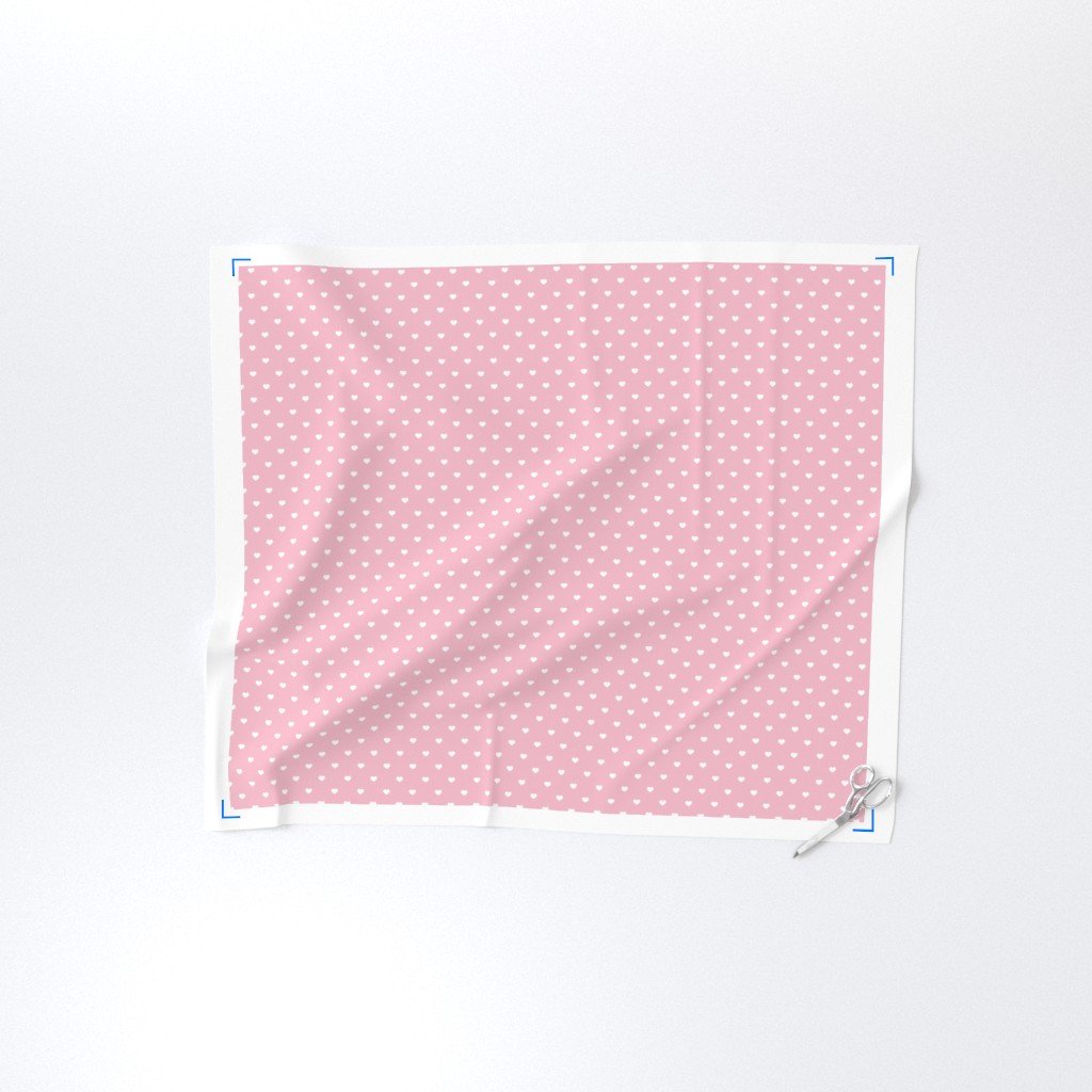 Mini White Valentines Polkadot Love Hearts on Cotton Candy Fabric cotton candy and whi fabric