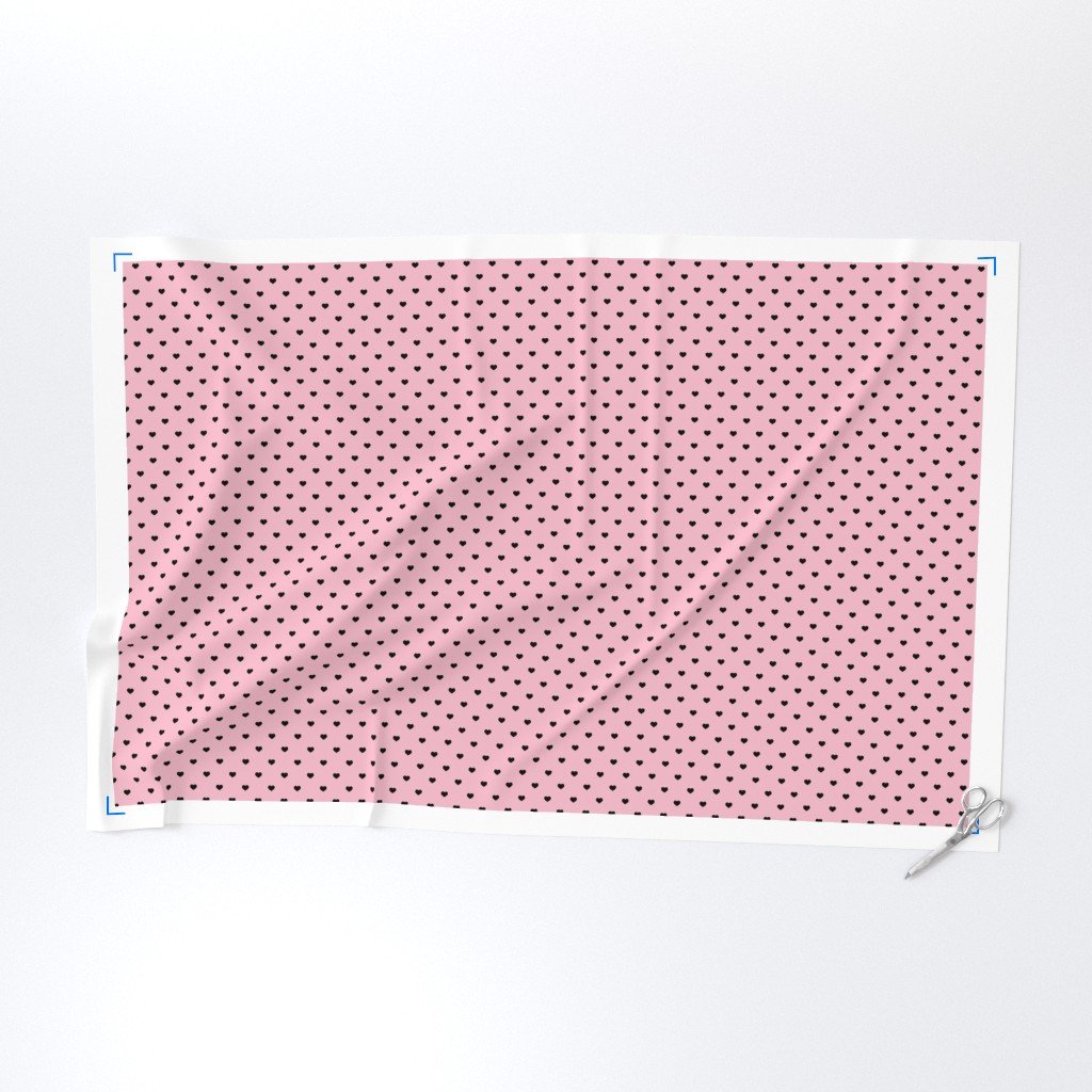 Mini Black Valentines Polkadot Love Hearts on Cotton Candy Fabric cotton candy fabric