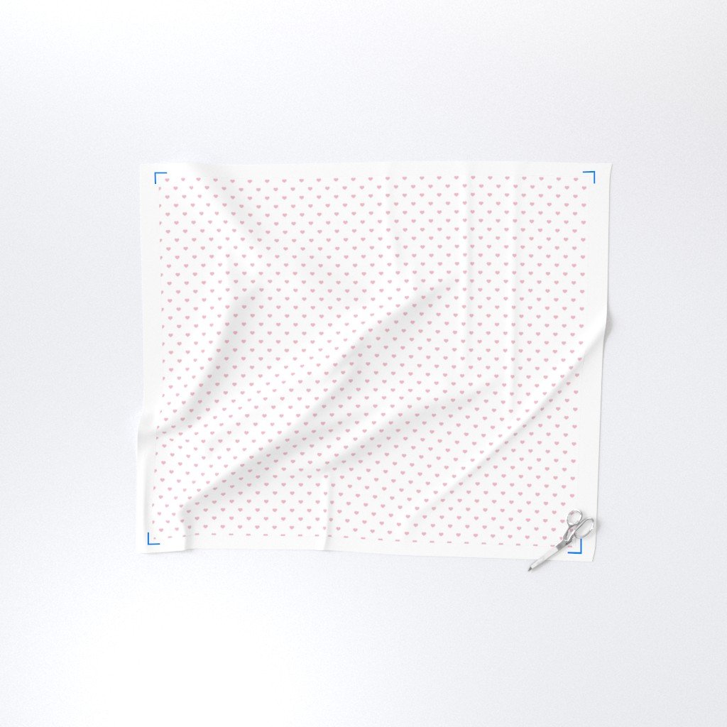 Mini Blush Pink Valentines Polkadot Love Hearts on White Background Fabric blush white fabric