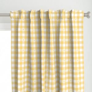 Buttercup Yellow and White Gingham Check with Center Floral Medallions in Home Decor Collection Home Styling Collection cafe gingham curtain design