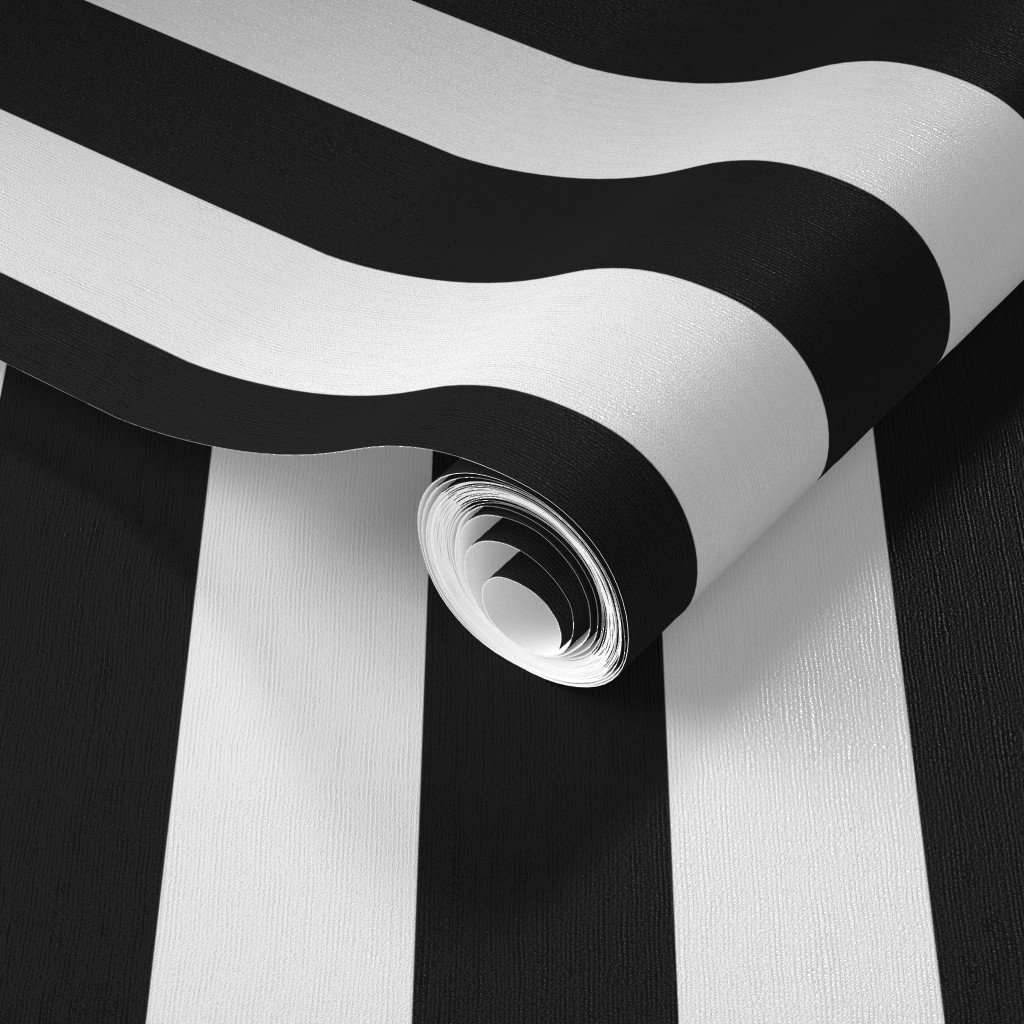 Classic 2 Inch Black and White Modern Cabana Upholstery Stripes Wallpaper black cabana wallpaper