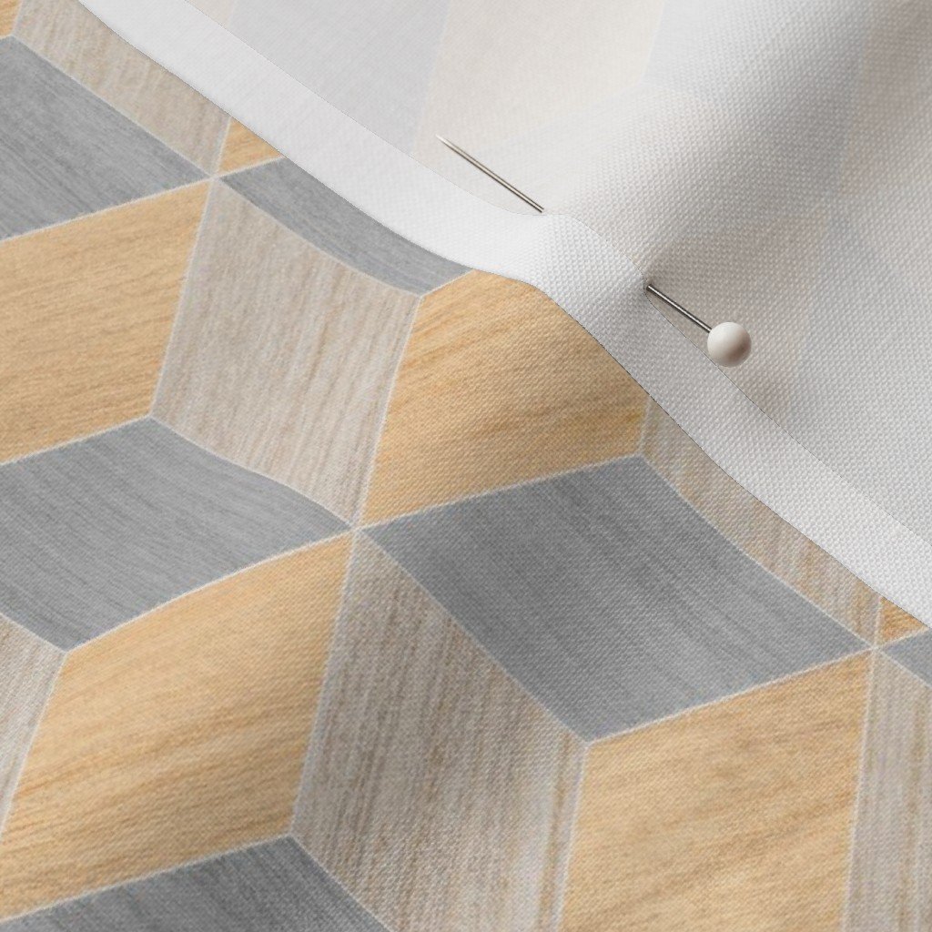 Geometric Wood Grain Cubes in Oak Ash and White Pine Panels Fabric wood veneer fabric