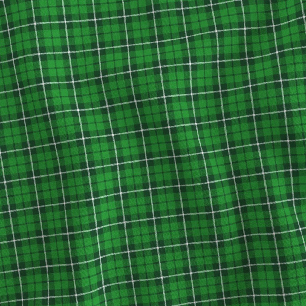 Small Bright Green and White St Patricks Day Irish Tartan Check Fabric bright fabric