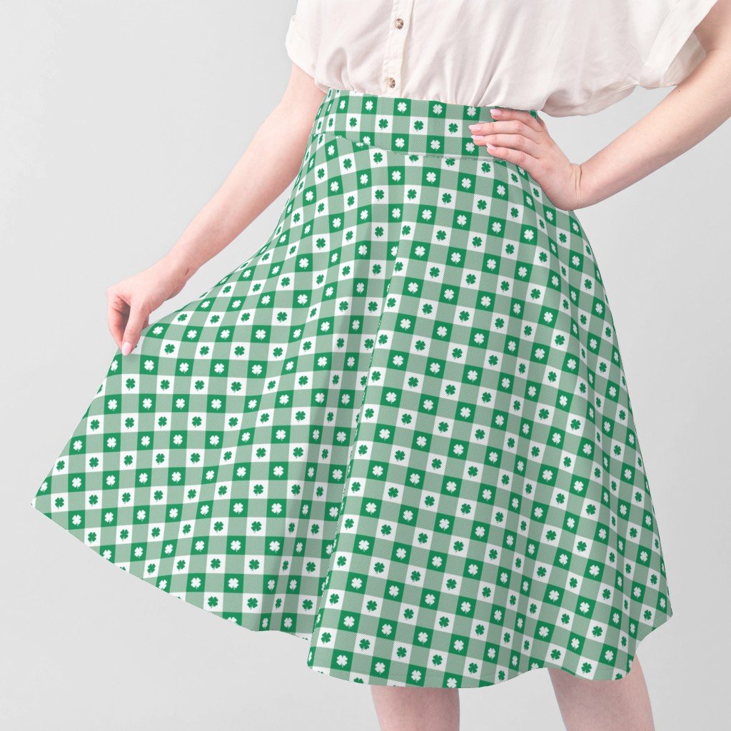 Kelly and White Gingham Check with Center Shamrock Medallions in Fabric shamrock medallion fabric