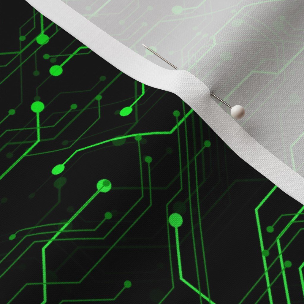 Small Bright Green Neon Computer Motherboard Circuitry Fabric bright fabric
