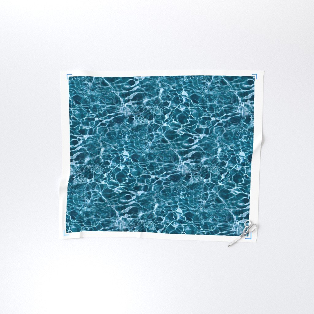 Teal Ripples in Wavy Water Fabric swimming pool fabric