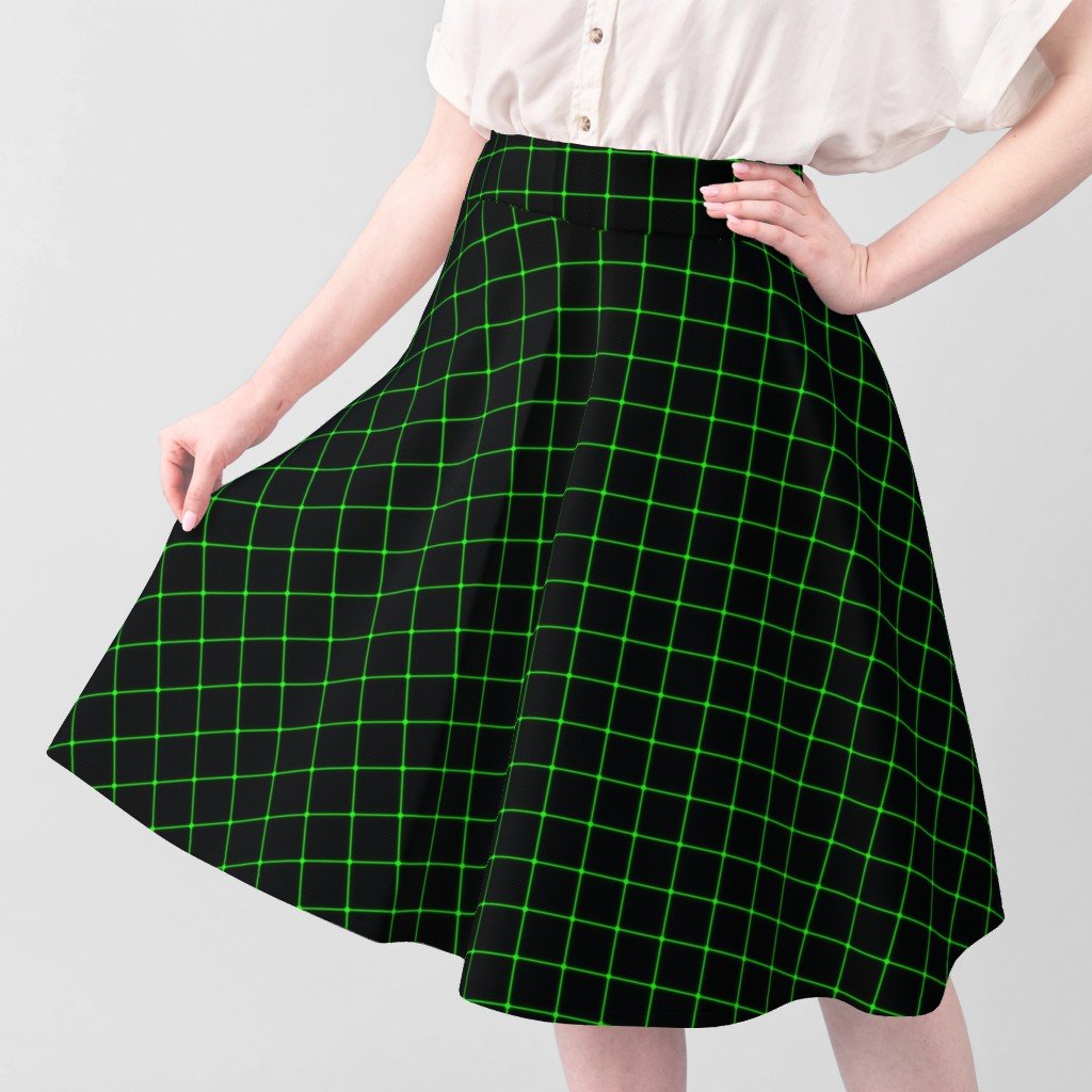 Small Matrix Optical Illusion Grid in Black and Neon Green Fabric black fabric