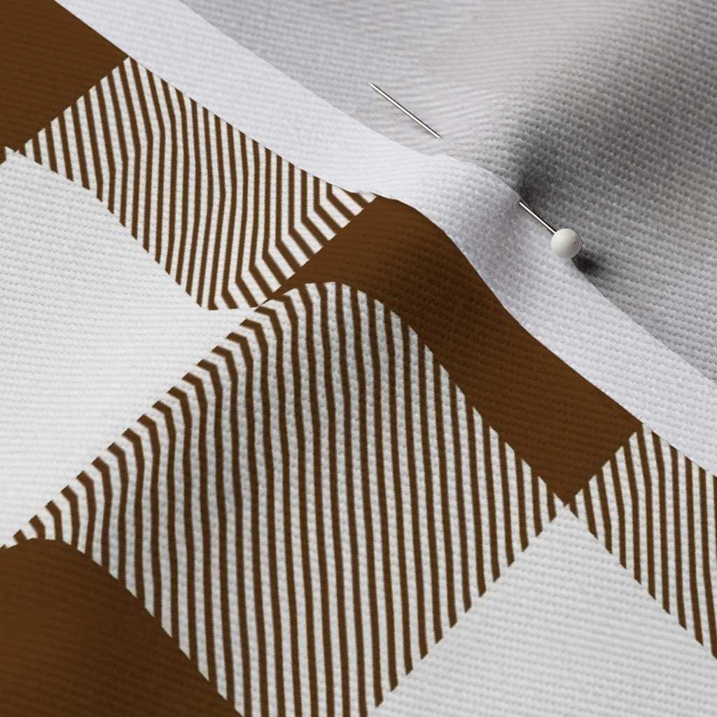 Brown and White Buffalo Check Gingham Plaid Fabric buffalo gingham fabric