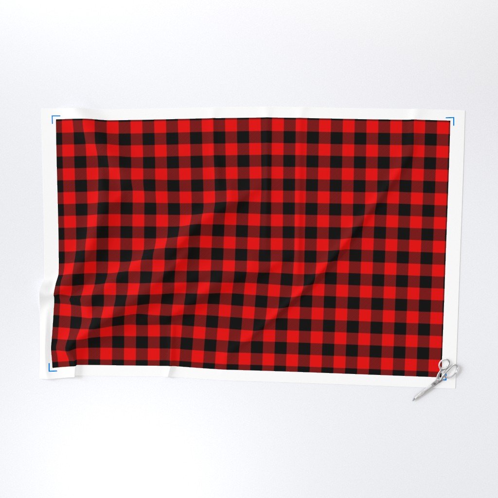 Red and Black Buffalo Check Gingham Plaid Fabric gingham buffalo styl fabric