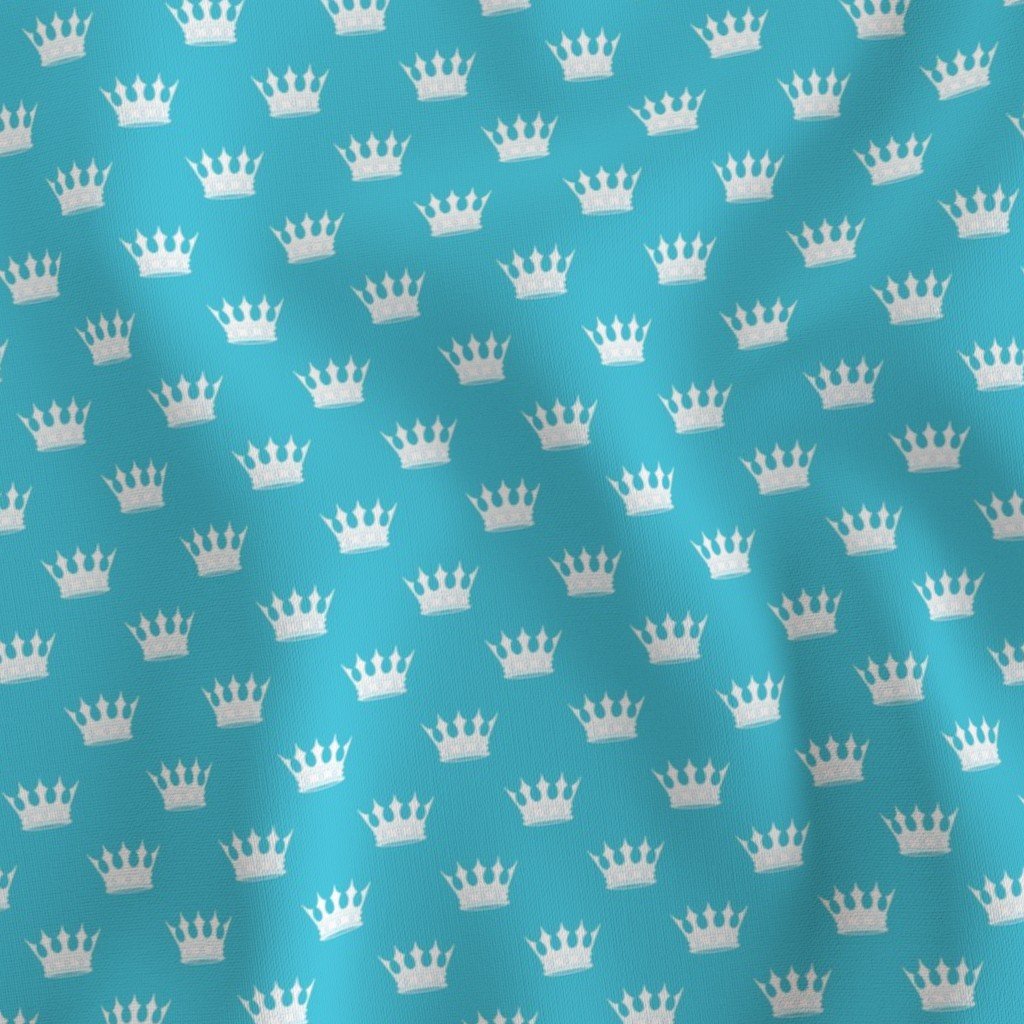 Mini Turquoise with Pale Grey Crowns Turquoise Fabric crowns fabric