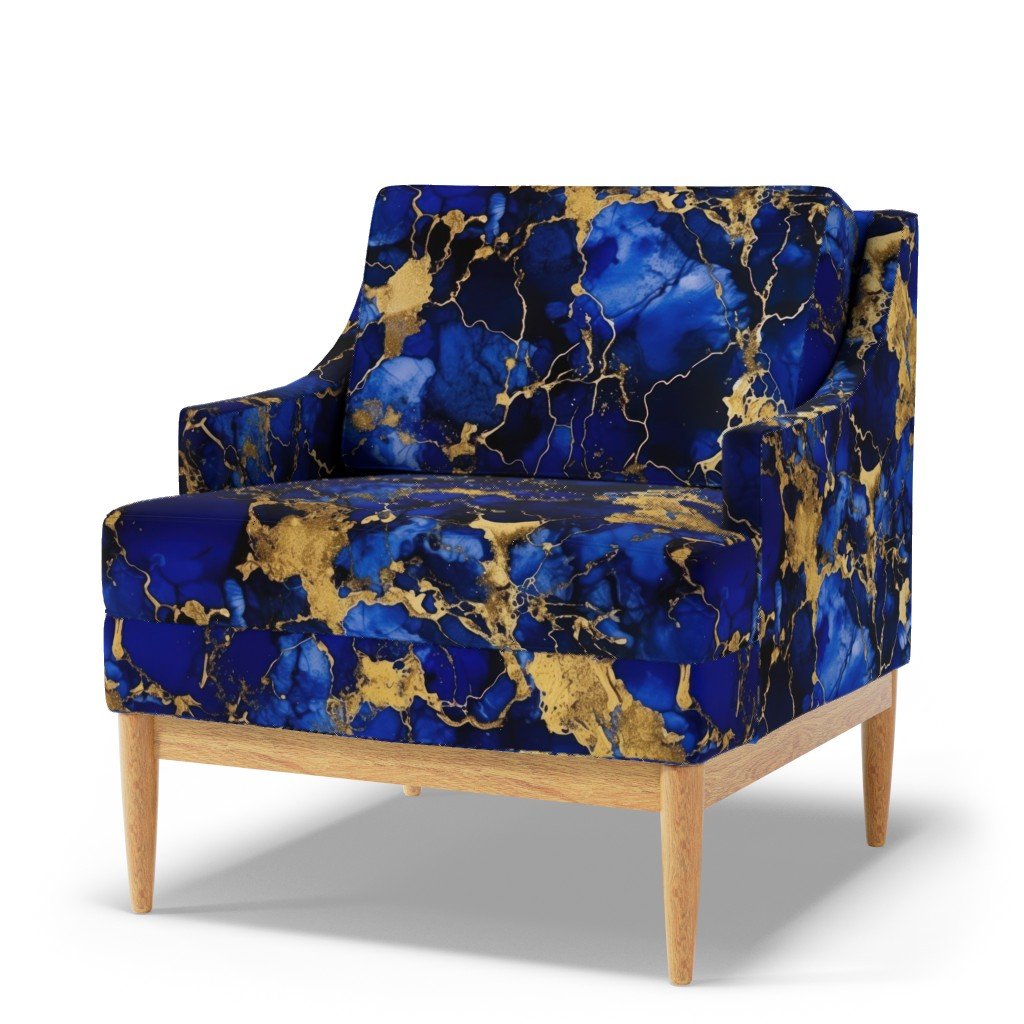 Cobalt Blue and Gold Alcohol Ink 3 Fabric cobalt ink fabric