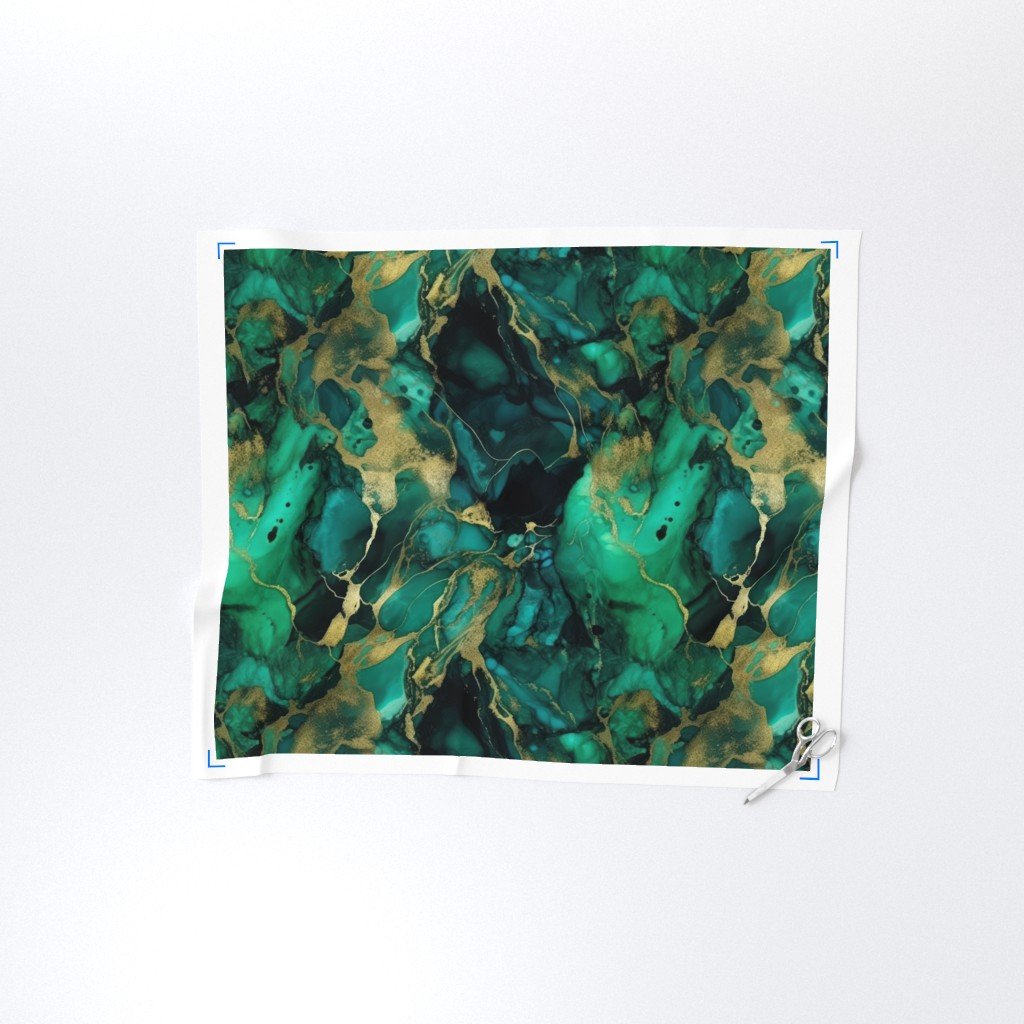Emerald and Gold Alcohol Ink 4 Fabric emerald ink fabric