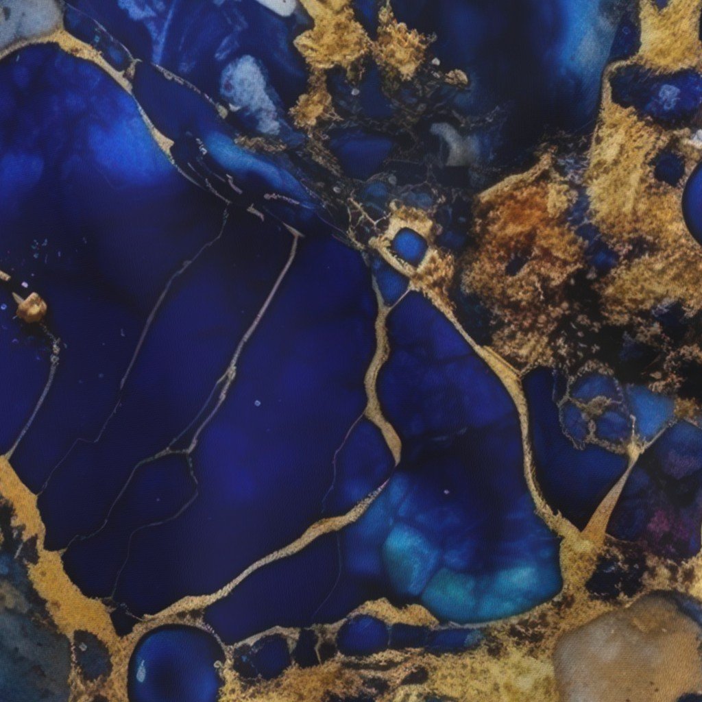 Lapis Lazuli and Gold Alcohol Ink 4 Fabric inky pattern fabric