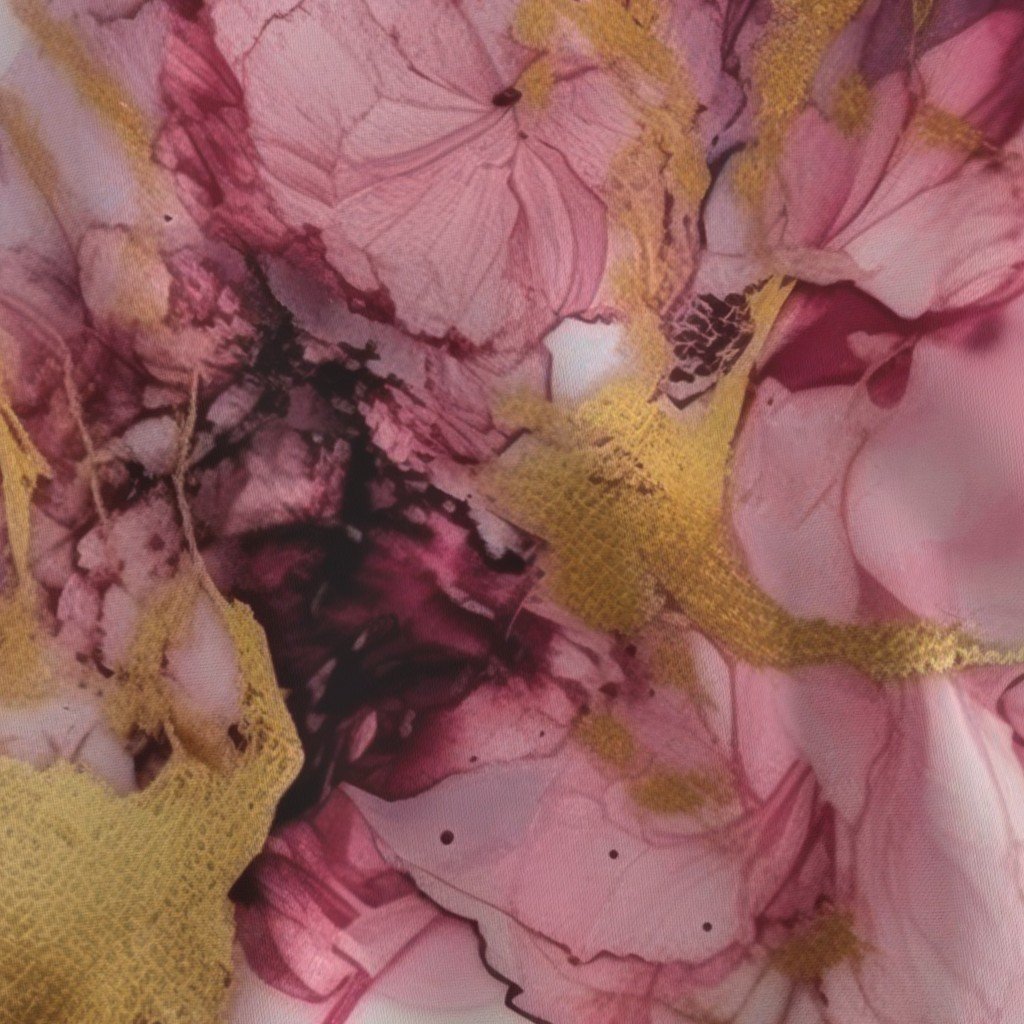 Rose Quartz and Gold Alcohol Ink 1 Fabric inky pattern fabric