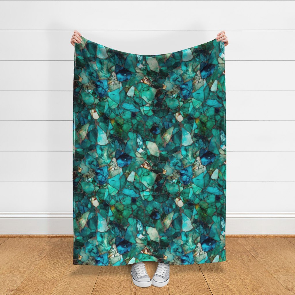 Green and Blue Seaglass 2 Fabric broken pieces fabric