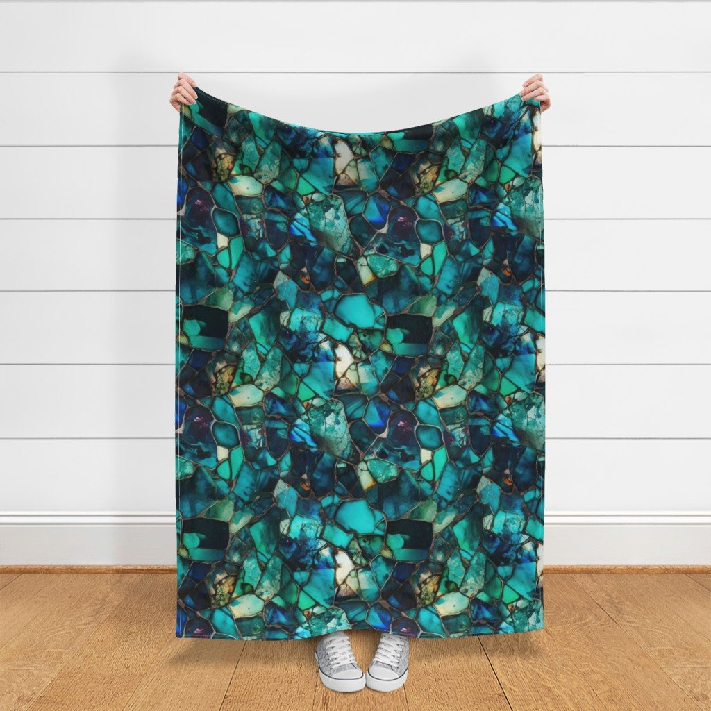 Green and Blue Seaglass 5 Fabric broken pieces fabric