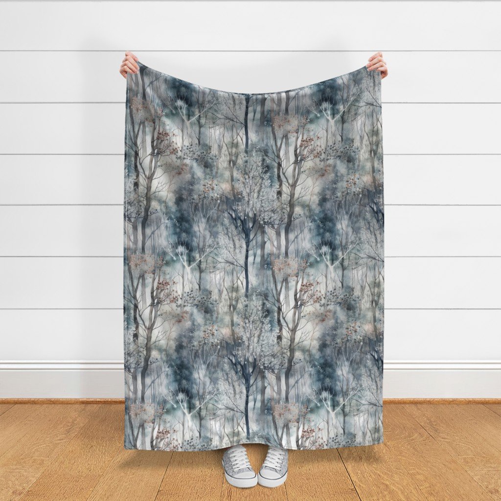 Endless Winter Forest Dreamscape Trees in Misty Forest Fabric misty forest fabric