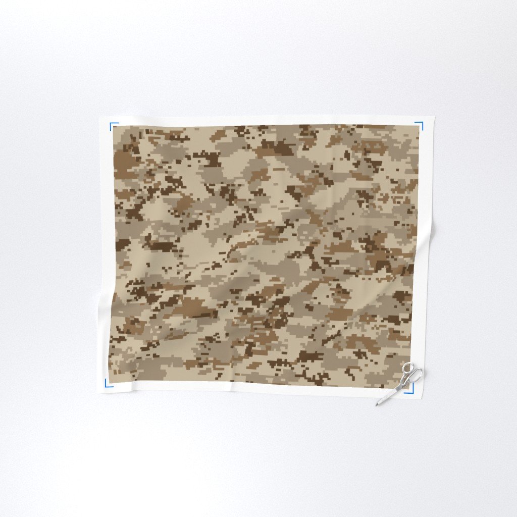 Digital Camouflage in Pixellated Swatches of Kkaki Beige Tan and Rust Fabric kkaki beige fabric