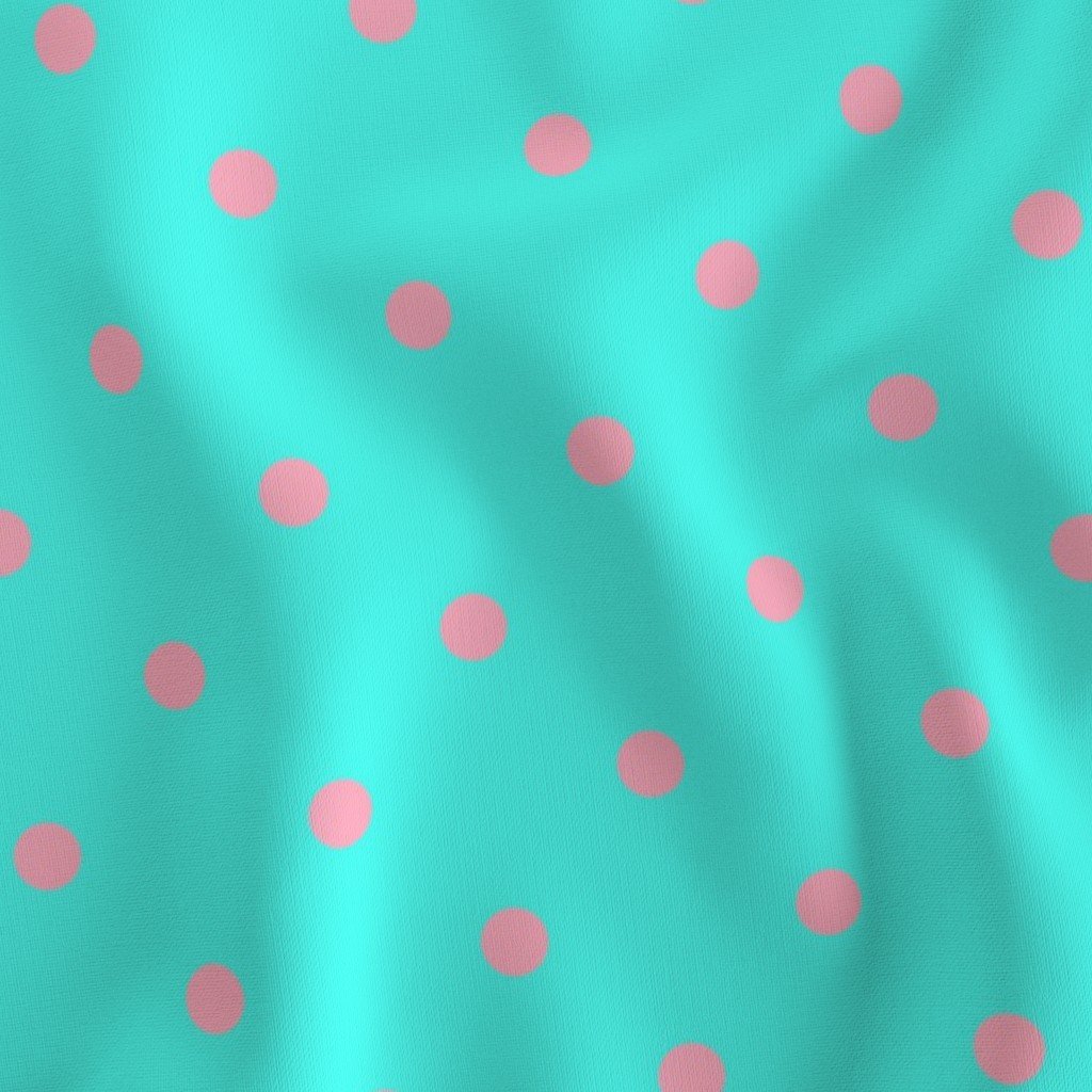Large Polka Dots in Palm Beach Pink and on South Beach Aqua Blue Fabric blue and pink fabric