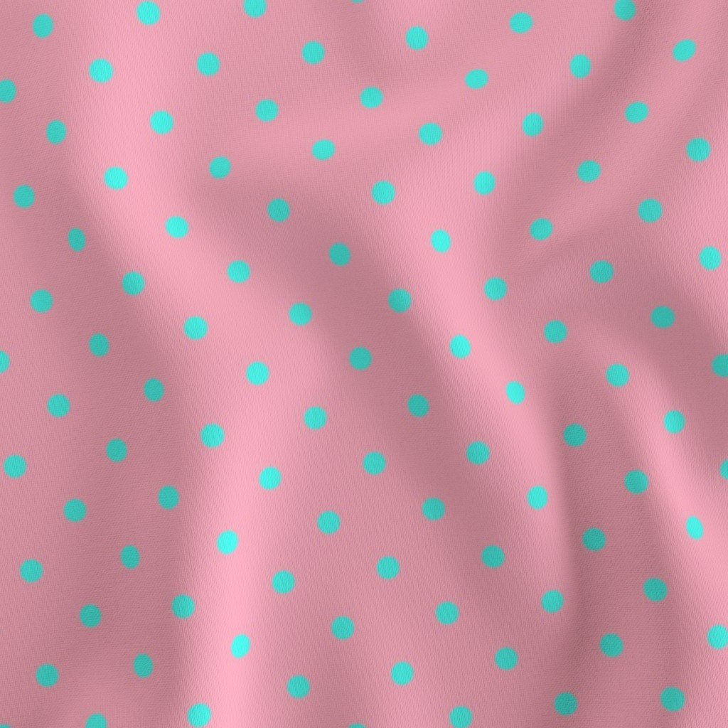 Small Polka Dots in South Beach Aqua Blue on Palm Beach Pink Fabric aqua dots fabric
