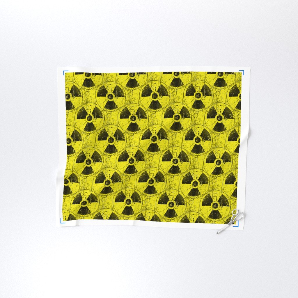 Yellow and Black Radioactive Hazmat Grunge Pattern Fabric yellow black fabric
