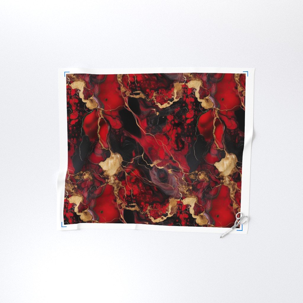 Red Black and Gold Alcohol Ink 1 Fabric alcohol ink pattern fabric