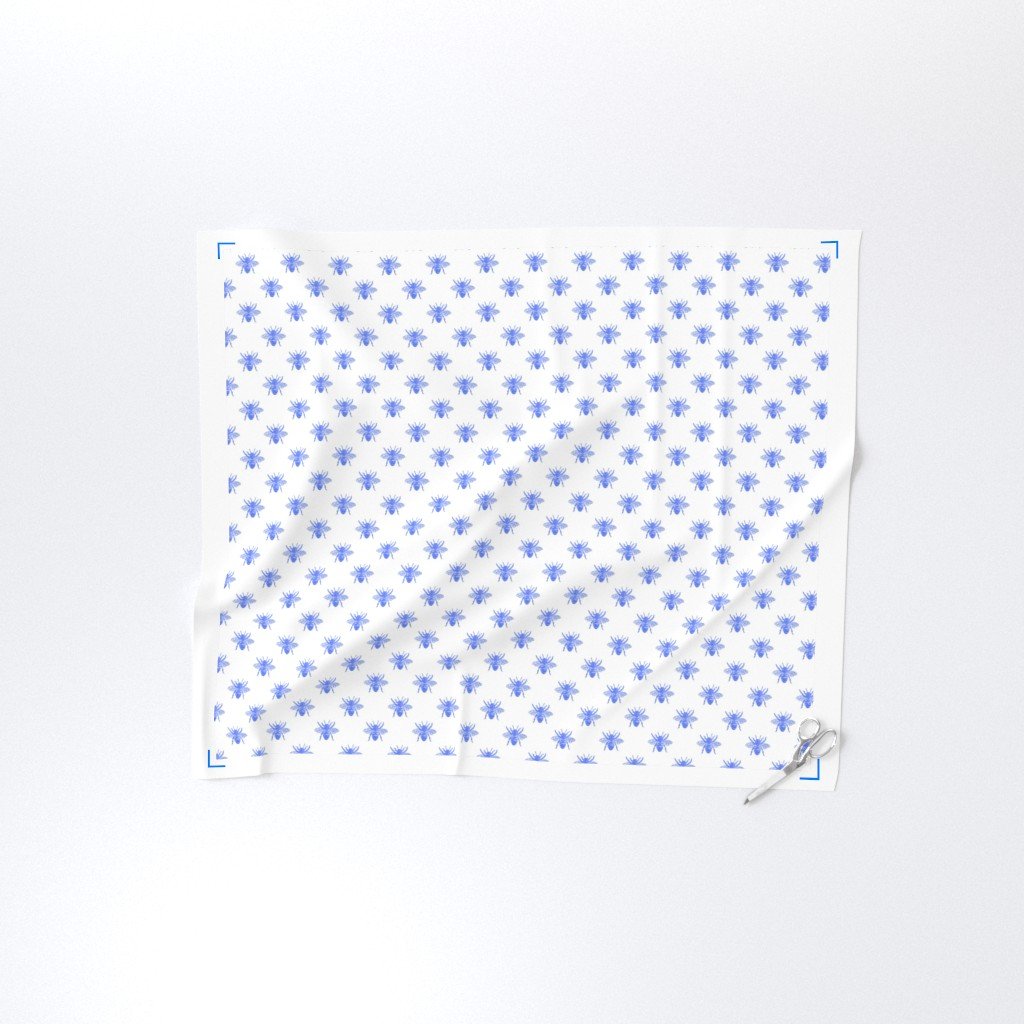 Blue Faux-foiled Bees on White Home Styling Collection Home Decor Collection bee hive fabric