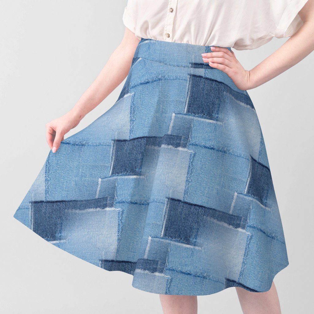 Abstract Patchwork Pattern of Frayed and Fringed Patches of Blue Fabric blue denim patches fabric