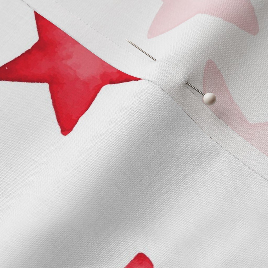 Large Faded Red Christmas Stars on White Fabric christmas star fabric