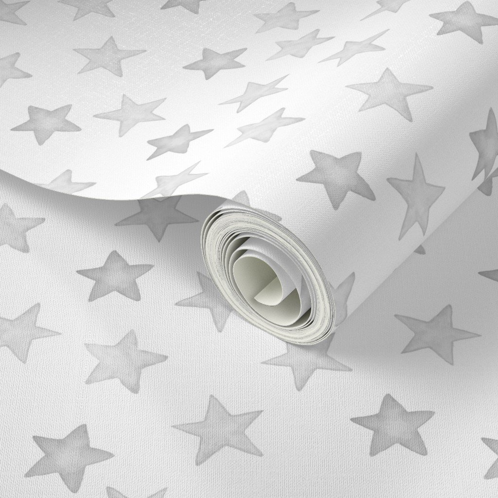 Silver Grey Faded Christmas Stars on White Wallpaper christmas star wallpaper