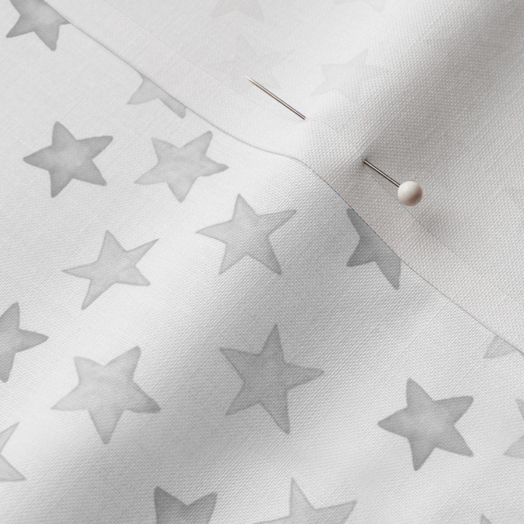 Small Faded Silver Christmas Stars on White Fabric christmas star fabric