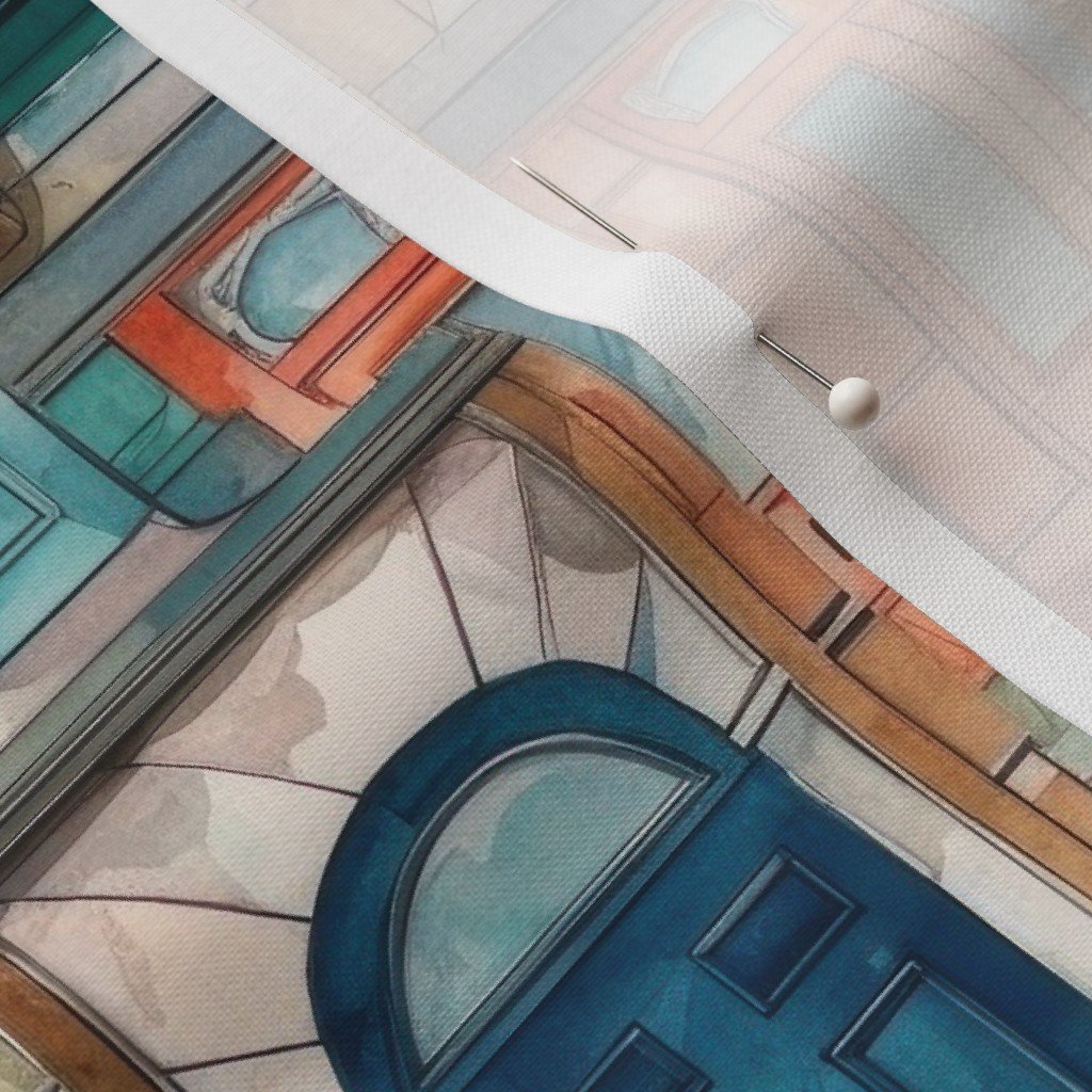 Architectural Doors in Multicolor Watercolors Fabric multi colors fabric