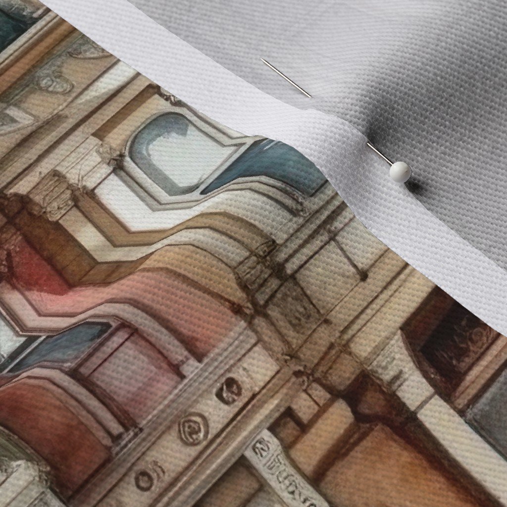 Brownstone Buildings in Varied Tones of Brown Watercolor Fabric brownstone buildings fabric