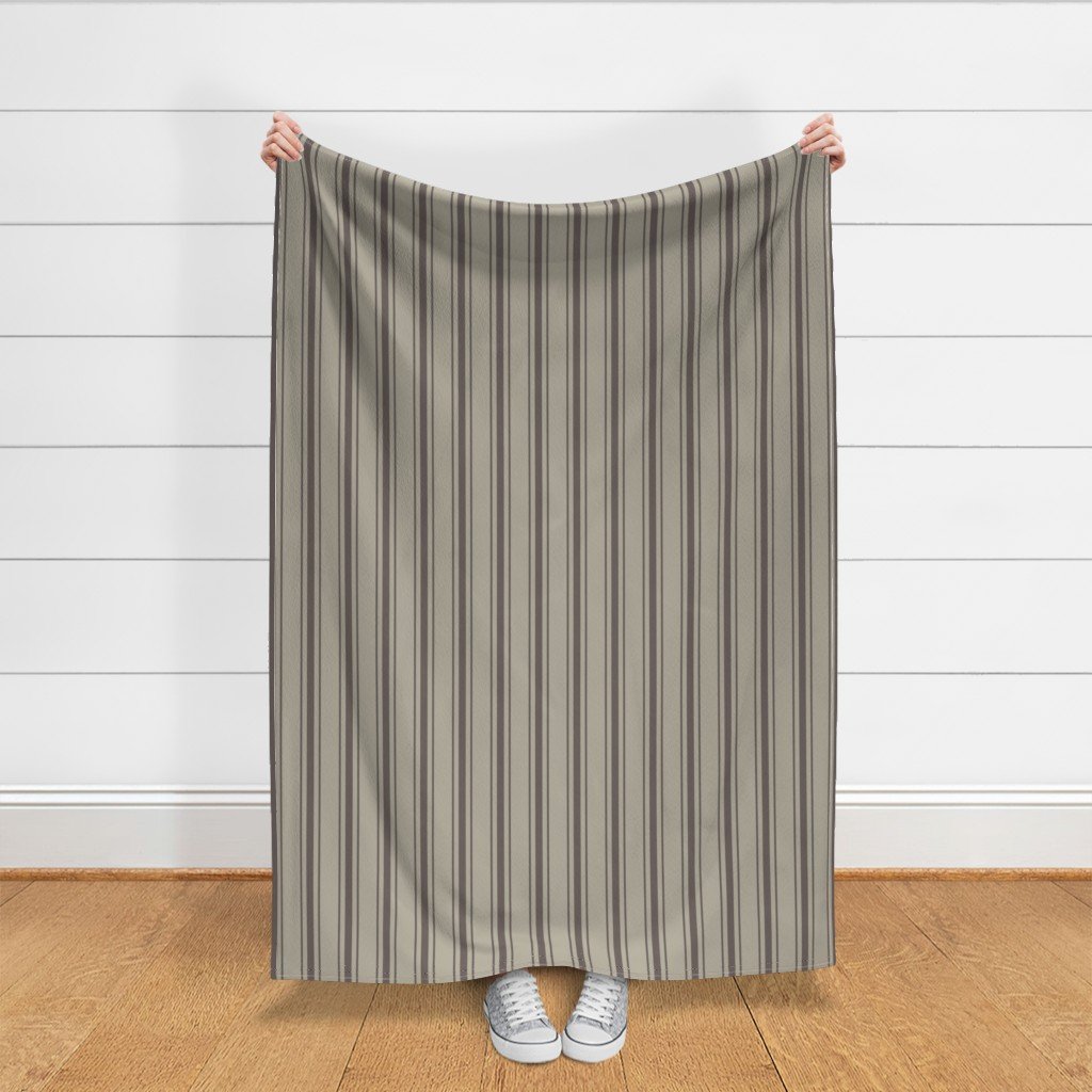 Chocolate on Beige French Provincial Mattress Ticking Fabric chocolate ticking fabric