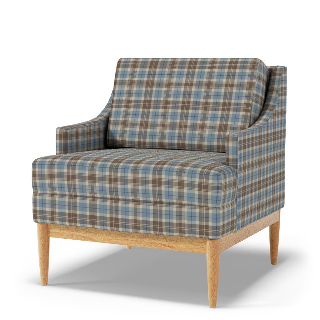 Cream with Beige and Blue French Provincial Tartan Fabric country tartan fabric