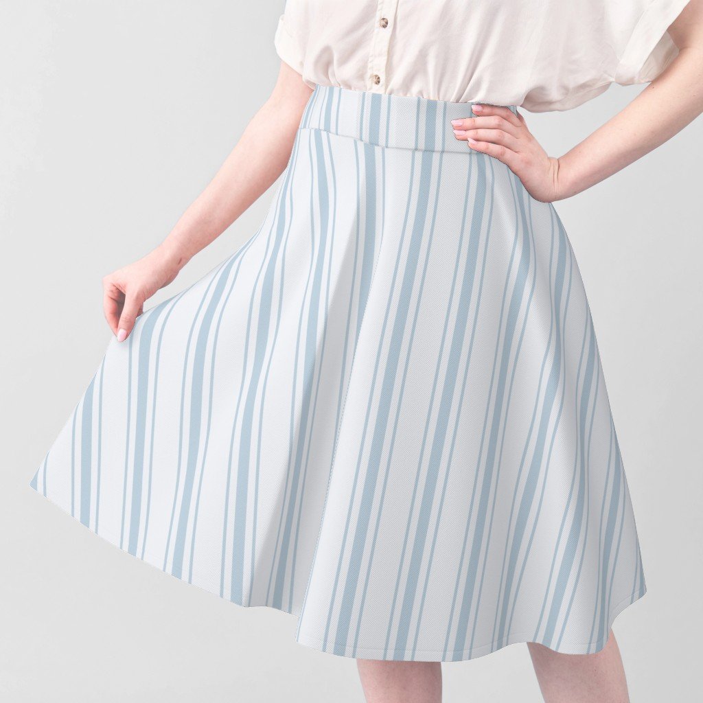 Sky Blue French Provincial Ticking Stripe on Off-White Fabric french provincial fabric
